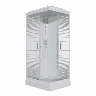 Душевая кабина Triton Квадро Щ0000064615 100x80 см профиль белый стекло с узором